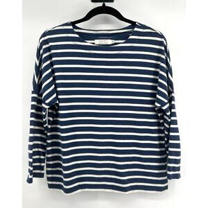 Seasalt Women's Organic Cotton Striped Shirt Size 8 Blue White Nautical Coastal